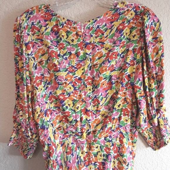 RIXO For Target NWT Bright Colorful Floral Puff Sleeve Midi Dress 8 RARE FIND - Picture 8 of 16